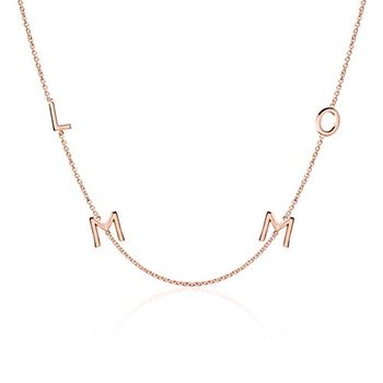 Cadena de mujer de oro rosa 14 quilates con cuatro letras