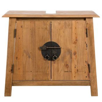 Mueble De Lavabo | Armario De Baño Madera Maciza De Pino 70x32x63 Cm