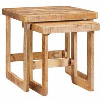 mesas nido 2 uds marron 46 x 46 x 45 cm madera de mango maciza vidaxl