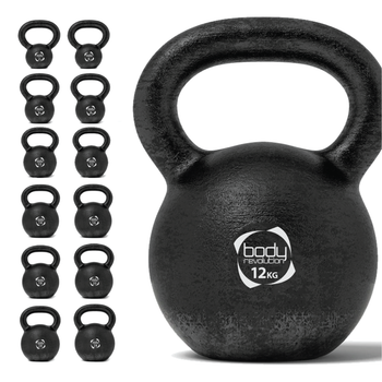 Pesa Rusa Kettlebell De Hierro Fundido - 12 Kg C/asa Ancha Y Ergonómica