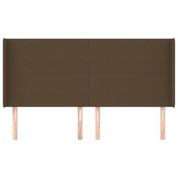Cabecero Cama Mueble De Dormitorio Con Orejas De Tela Oscuro 183 X 16 X 118/128 Cm Marrón M02_0003515