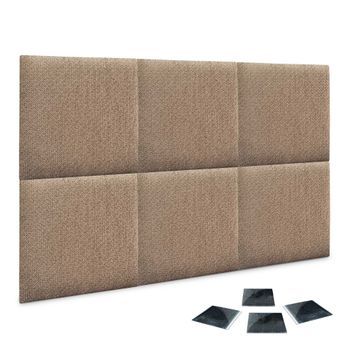 Dhome Juego De 6 Paneles Tapizados De Tela De Lujo Pack Autoadhesivos Para Pared Acústicos Absorbentes Protección (golden Wood, 60x40cm, X6)