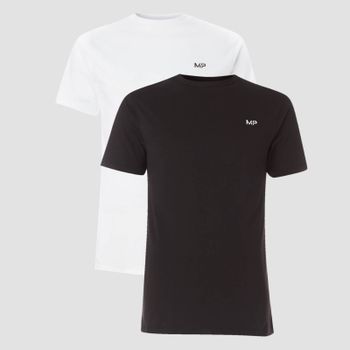 Camiseta de Manga Corta para Hombre Pack de 2 - Blanco/Negro - XXXL