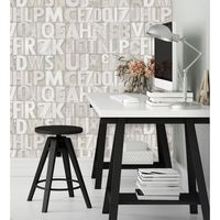 papel pintado vinilico lavable con letras industriales con textura relieve 3d - factory letters 676320 de gaulan - rollo de 10 m x 106 m