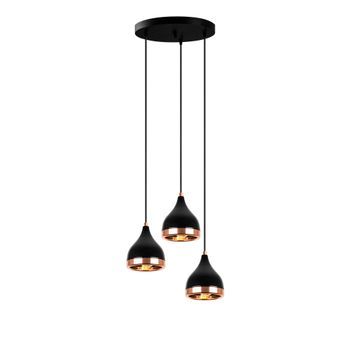 Lámpara De Techo Yildo-7036 Cobre Negro Metal Diámetro 38x31-111 Cm