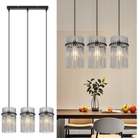 lampara colgante vintage nettlife negra lampara de cristal de 3 luces casquillo e27 o 16 cm para mesa de comedor salon sin bombillas