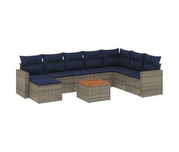 Vidaxl set de sofás de jardín 9 pzas con cojines ratán sintético gris