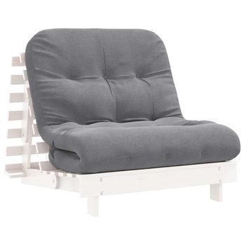 Futón Sofá Cama Con Colchón Madera Maciza Blanco 80x206x11 Cm Vidaxl