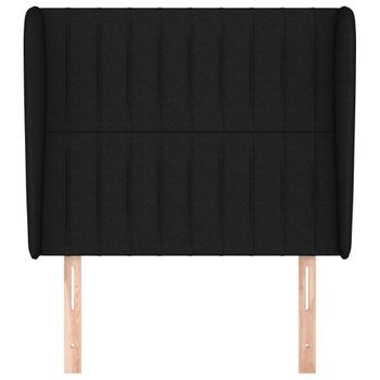 Cabecero Cama Mueble De Dormitorio Con Orejas De Tela 103 X 23 X 118/128 Cm Negro M02_0003577