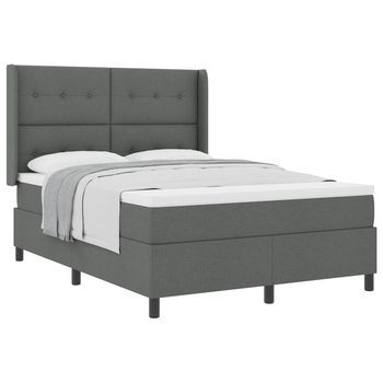 Cama Tipo Box Spring Con Cojín Gris Oscuro 190 X 140 Cm Tela Vidaxl