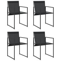 pack 4 uds sillas de jardin  silla de exterior  sillon con cojinesacero y textilene negro