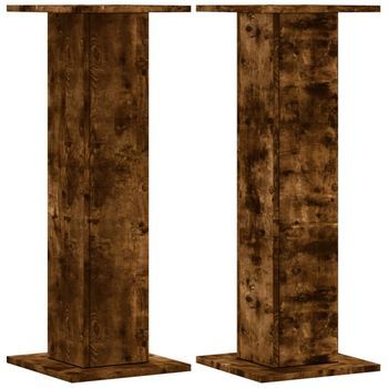 Soportes Para Plantas 2 Uds Madera Roble Ahumado 30x30x80 Cm Vidaxl