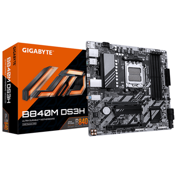 GIGABYTE AMD B840M DS3H Placa base - Procesadores AMD Ryzen 9000, VRM de 8+2+2 fases, hasta 8200 MHz DDR5, 2xPCIe 4.0 M.2, LAN 2.5GbE, USB 3.2 Gen 1