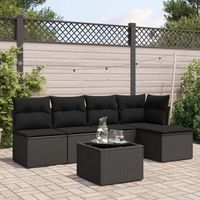 conjunto de sofas de jardin 6 uds  mueble jardin mesa y sillas y cojines ratan sintetico negro cfw215355