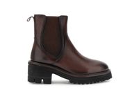 botines de piel con elastico y tina dark brown
