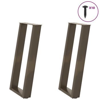 Patas Para Consola En Forma De U (2 Unidades, Acero Natural, 28 X 72-73 Cm) Vidaxl