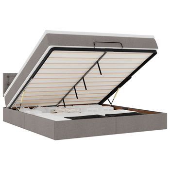 Cama Otomana Con Colchón Y Luces Led Tela Gris Taupe 180x200cm Vidaxl
