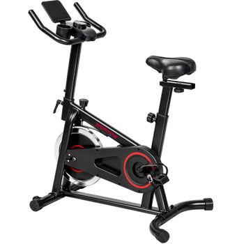 SPORTNOW Bicicleta Estática en Casa con APP Bluetooth Volante 6 kg Pantalla LCD Asiento y Manillar Ajustables Soporte Teléfono