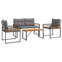 juego de muebles de exterior con cojin 4 piezas  mobiliario de jardin gris claro