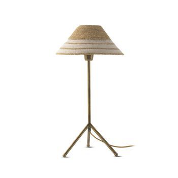 Lámpara De Mesa Con Pantalla De Fibra Natural Trenzada