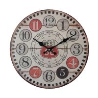 reloj de madera estilo vintage marron negro y rojo d338 cm