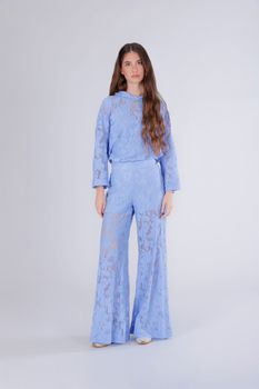 pantalones palazzo de encaje light blu xs