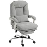 homcom silla de oficina ergonomica sillon reclinable en terciopelo con soporte lumbar altura ajustable gris claro