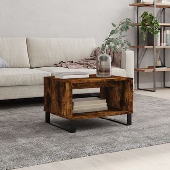 Mesa De Centro，mesa Auxiliar，mesa De Café Madera De Ingeniería Roble Ahumado 60x50x40 Cm Cfw774497