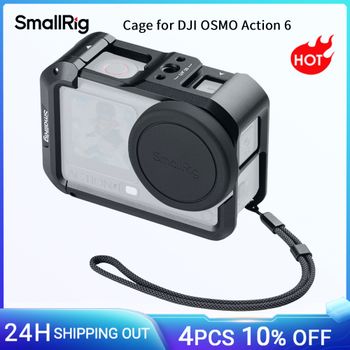 Carcasa SmallRig para DJI Osmo Action 6 (Edición Avanzada) con Soporte para Accesorios, Cubierta de Lente, Marco Protector con Orificios de Fijación de 1/4