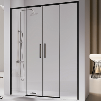 Frontal De Ducha 2 Fijos + 2 Puertas Correderas Delta 2 Negro 160-161 Cm