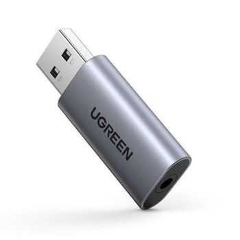 Adaptador Ugreen CM383 USB a Jack 3.5mm Carcasa Aluminio Compacto Gris