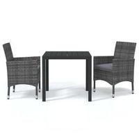 juego muebles jardin 3 uds  conjunto de mesa y sillas con cojines ratan sintetico gris
