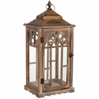 Farol De Madera 26x21x58h Cm