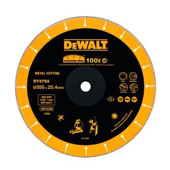 Dewalt Dt3752-qz - Disco De Diamante Para Cortar Metales De 355mm De Diametro Y 25.4mm