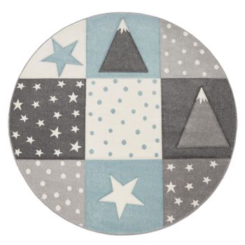 Alfombra infantil Kosmos azul 120 cm redondo