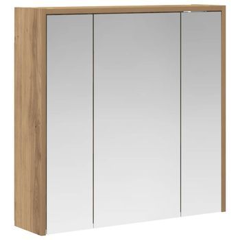 Armario Con Espejo De Baño | Mueble De Baño Roble Artesanal 63,5 X 16 X 62,5 Cm