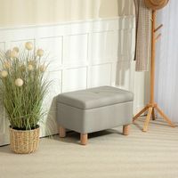 baul de almacenaje de pu madera homcom 60x38x40 cm gris claro