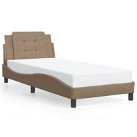 cama individual  cama para adultos  estructura de cama cabecero cuero sintetico capuchino 90x200 cm