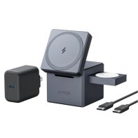 anker cubo de carga magnetico inalambrico con magsafe 15w 3 en 1 gris