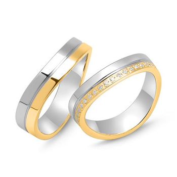 Alianzas de plata 925 parcialmente doradas