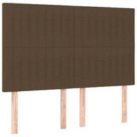 cabecero de cama marron oscuro 144x5x118128 cm tela vidaxl