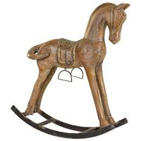 caballo balancin de madera acabado artesanal marron 56x14x58h cm