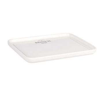 Plato rectangular para brunch de porcelana blanca