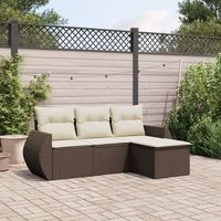 set de sofas de jardin 4 uds  juego de muebles de jardin y cojines ratan sintetico marron cfw44056