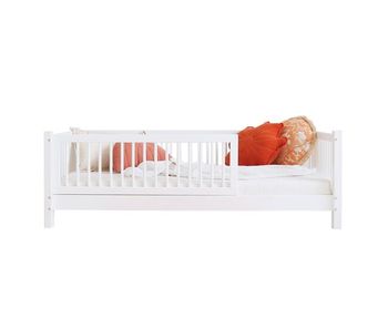 Cama 90x190 con barandilla y somier patas de 10 cm sybil blanca