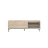 mueble de tv ness puerta abatible y 2 compartimentos blanconatural 47x155x43 cm