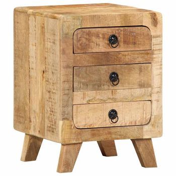 Mesita De Noche De Madera Maciza De Mango Rugosa 37x32x50 Cm Vidaxl