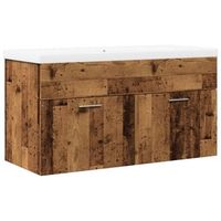 mueble bano  armario de bano con lavabo integrado madera envejecida