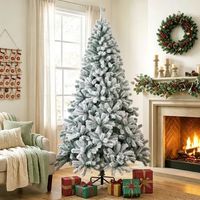 arbol de navidad de abeto de pvc acerohomcom 220 cm - verde y blanco