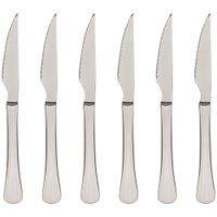 set de 6 cuchillos chuleteros en metal plateado de 23 cm